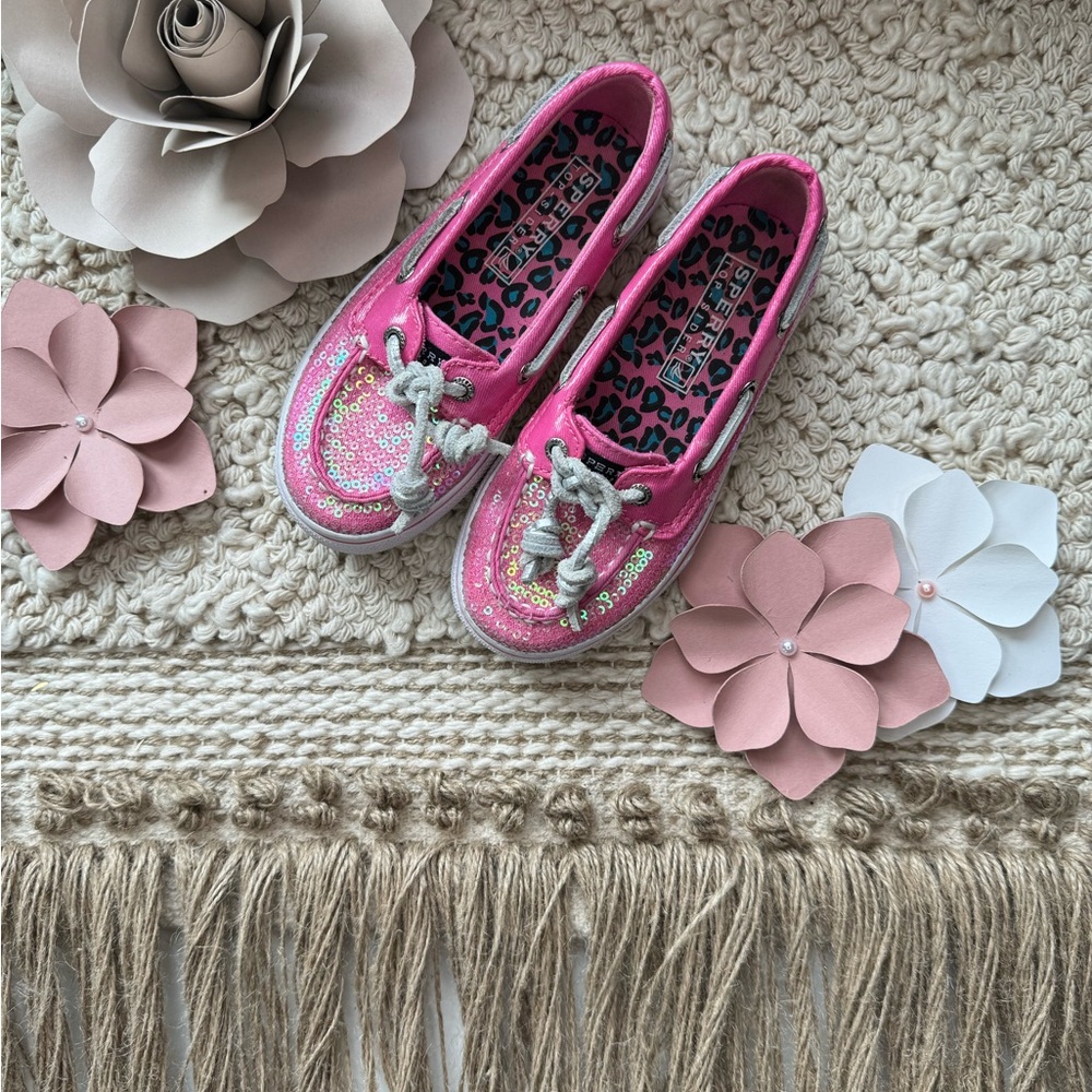 Sperry Kids Pink Sequin Boat Shoes